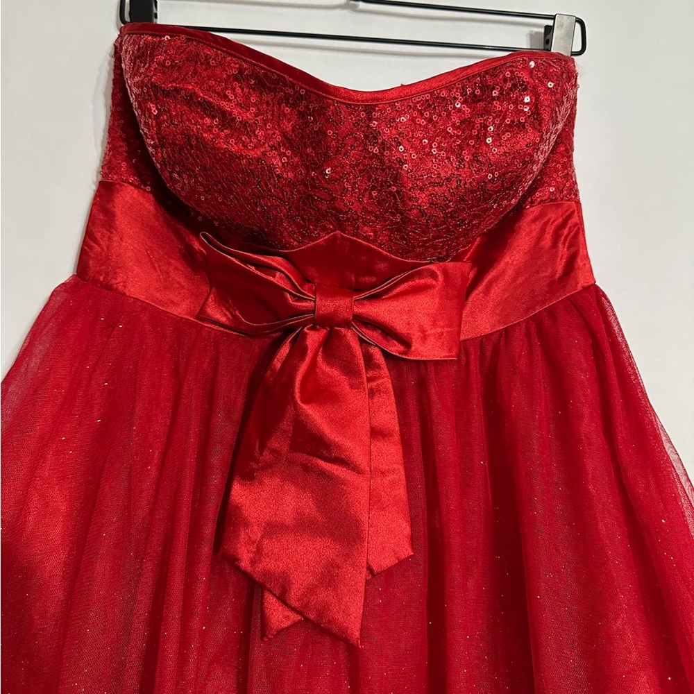 Deb Strapless Red Tulle Corset Dress Lace Up Party Prom Homecoming 11/12 Juniors - Picture 3 of 9